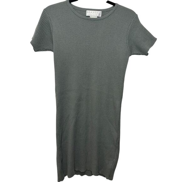 Vintage Brazeau Tricot 100% Cotton Short Sleeve Mini Dress in Forest Green - Picture 1 of 5